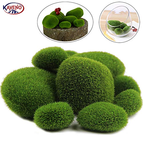 KAVENO Green Artificial Moss Balls Decorative Stones, Varying Sizes, Ideal for Vases, Table Decor, Planter Decor, Weddings, Parties, Special Events (20 Pieces)