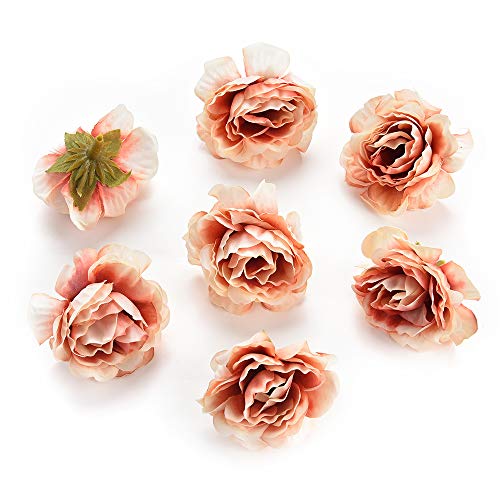 Fake flowers heads for decoration crafts bulk Peony Flower artificial flower Heads Decorative Scrapbooking cherry blossoms Home Wedding Birthday Party Decoration Supplies Decor 30PCS 4cm (light brown)