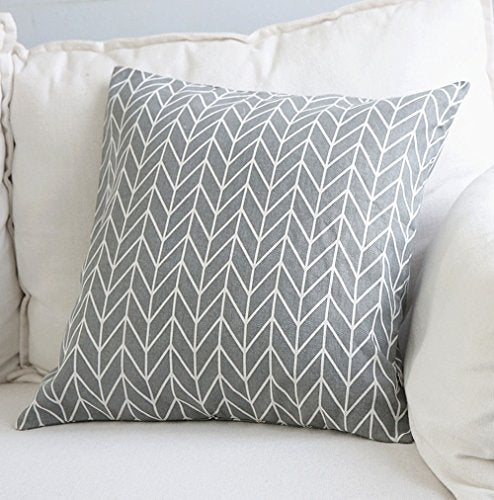 Aimeer 24 X 24 Inch Home Decorative Sofa/Bed Throw Pillow Cushion Cover with Invisible Zipper,Gray Large Linen Pillow Case