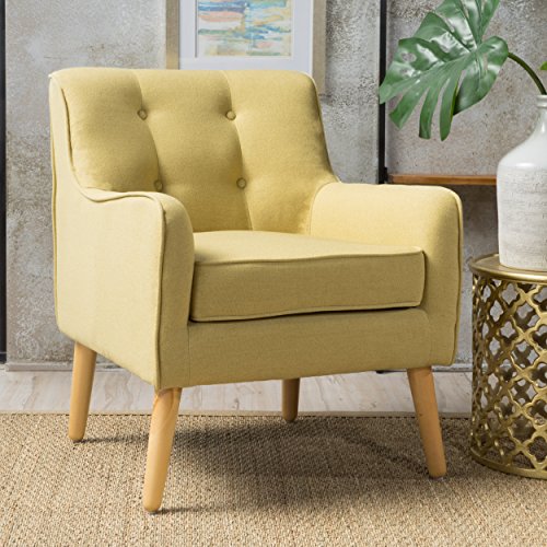 Christopher Knight Home 300568 Felicity Mid-Century Button Tufted Fabric Arm Chair, Wasabi