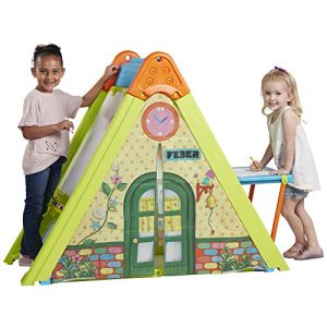 ECR4Kids 4-in-1 Play & Fold Playhouse Learning Center for Kids, Dry-Erase Easel with Light Box Table/Desk and Teepee Tent with Nightlight for Play Time, Foldable for Easy Storage, Indoor or Outdoor