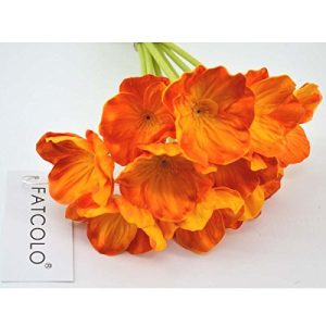 10 Pcs high quaulity Fresh Artificial Mini Real Touch PU/ latex Corn Poppies Decorative Silk fake artificial poppy flowers for Wedding holiday Bridal Bouquet Home Party Decor bridesmaid bouquets (orange)