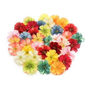 Fake flower heads in bulk wholesale for Crafts Artificial Silk Flowers Head Peony Daisy Decor DIY Flower Decoration for Home Wedding Party Car Corsage Decoration Fake Flowers 50PCS 4cm (Colorful)
