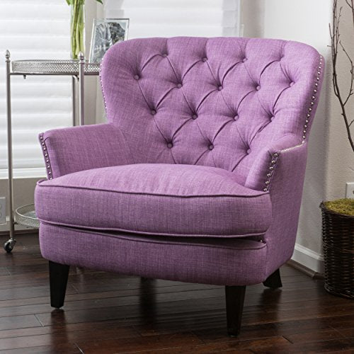 Great Deal Furniture 296539 Alfred Tufted Fabric Club, Contemporary Lounge Accent Chair, Light Purple