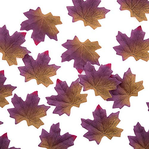 Ocamo 50Pcs/Pack Delicate Fall Artificial 8cm Maple Leaves for Weddings Events Decorating Purple