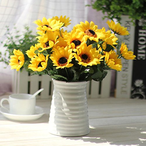 Anshinto 14 Heads of Artificial Sunflower Bouquet Floral Garden Home Decor Fake Silk Flowers