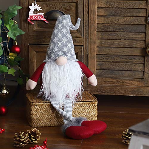 Handmade Gnomes Home Decor Christmas, Plush Doll Collectible Figurine White Beard Santa Swedish Gifts Holiday Decorations 18 inch