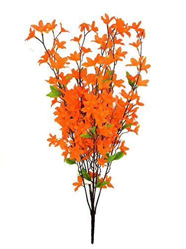 Admired By Nature 7 Stems Artificial Star Flower Bush for Home, Wedding, Restaurant and Office Decoration Arrangement, Orange