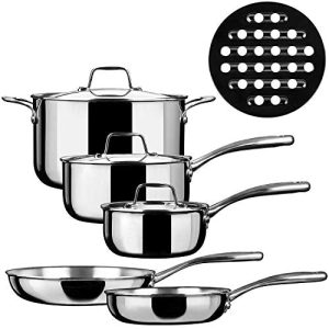 Duxtop SSC-9PC 9 Piece Whole-Clad Tri-Ply Induction Cookware, Stainless Steel