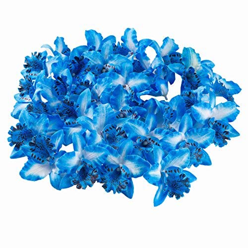 30Pack Lovely Orchid Artificial Flower for DIY Work Home Wedding Party Decor (Blue)