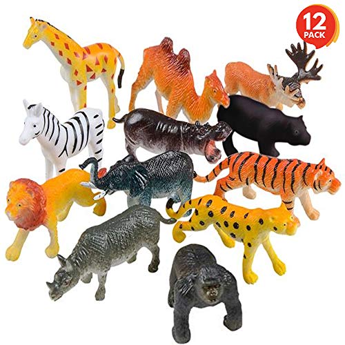 ArtCreativity Safari Animal Figurines Set for Kids - Pack of 12 - Assorted 2.5 Inch Small Animal Figures - Sturdy Plastic Toys - Fun Zoo Theme Birthday Party Favor - Great Gift Idea for Boys and Girls