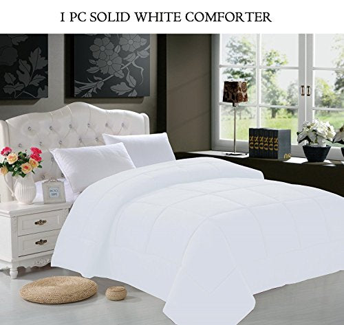 Elegant Comfort All Season Goose Down Alternative 1-Piece Solid White Comforter - Available in and Colors, Twin/Twin XL, White