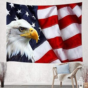 JAWO American Flag Tapestry Wall Hanging, USA Bald Eagle Stars and Stripes Flag Hippie Tapestries for Dorm Living Room Bedroom, Wall Blanket Beach Towels Home Decor 60X40 Inches