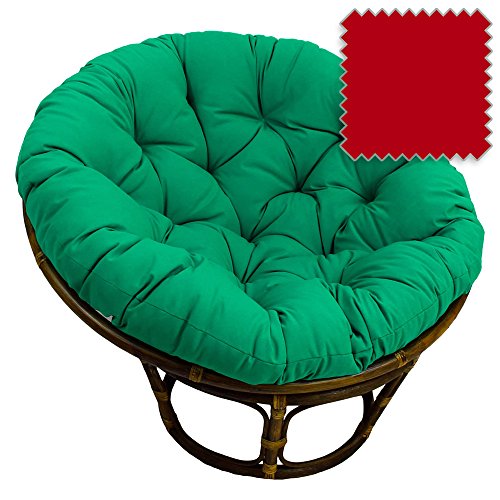 42-Inch Bali Rattan Papasan Chair with Cushion - Solid Twill Fabric, Red - DCG Stores Exclusive
