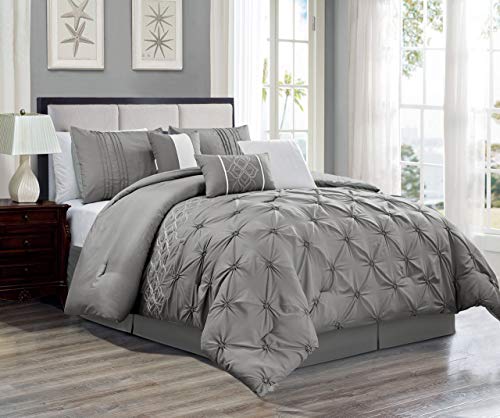 KingLinen 7 Piece Druce Gray Comforter Set Queen