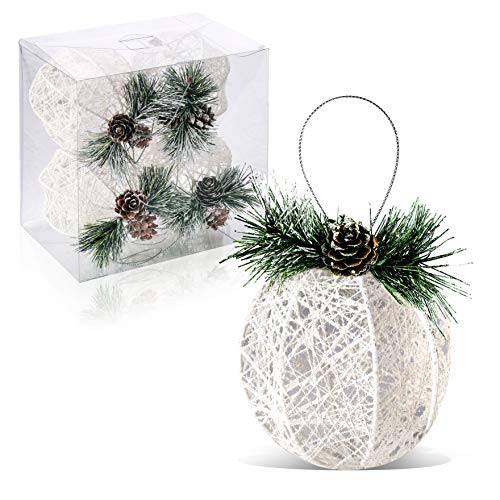 ZHYI Christmas Ball Ornaments, 4pc Set White Pinecone Rattan Thread String Christmas Tree Ornament???Xmas Trees Wedding Party Decorations