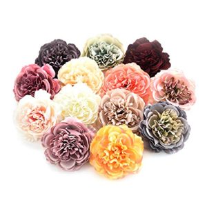 Fake flower heads in bulk wholesale for Crafts Artificial DIY Silk Peony Heads Decorative Simulation Flower Head Decor for Home Wedding Birthday Party Decoration Fake Flowers 8PCS 7.5cm (Colorful)