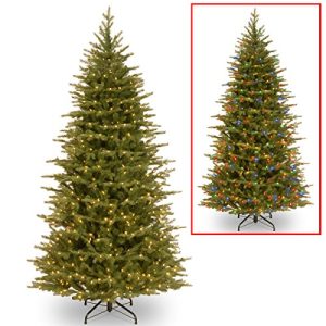 National Tree 7.5 Foot Feel Real Nordic Spruce Slim Tree with 600 Dual LED Lights, Hinged (PENS4-337D-75)