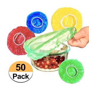 All Size Colorful Plastic Covers For Food Storage Wrap Elastic Covers For Bowls, Plates, Dishes - 50 Reusable, Disposable Bowl Covers for Leftovers, Picnic Outdoor Food Cover xl, Large, Medium, Small