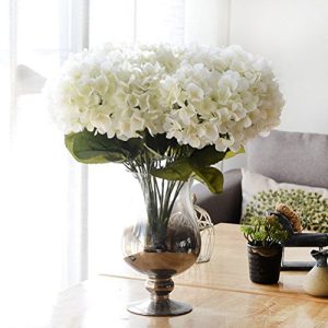 Youngman 5 Heads Hydrangea Beautiful Artificial Flower Bunch Bouquet Home Wedding Decor (White)