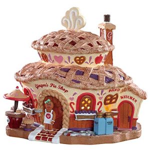 Lemax 85437 Ginger's Pie Shop, New 2019 Sugar N Spice Collection, Porcelain Colorful Miniature Lights Up Building, X'mas Decor/Gift/Collectible, Excludes AA Size 1.5V Batteries, 6.77x7.09x5.79