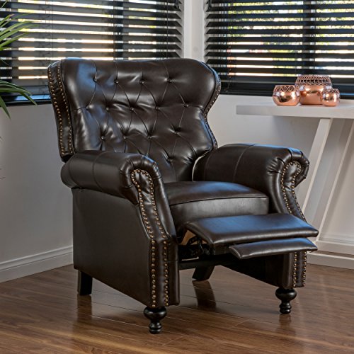 Christopher Knight Home 296610 Deal Furniture Waldo Brown Leather Recliner Club Chair
