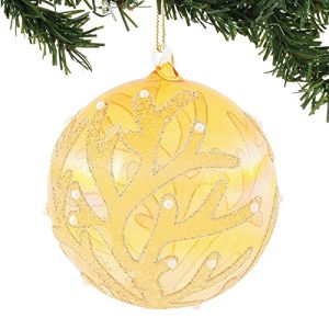 Department 56 Gone to the Beach Coast Amber Glass Coral Ball Hanging Ornament