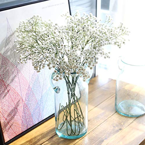 WPOtee 1pc Babies Breath Flowers|Artificial Gypsophila Bouquets Real Touch Flowers for Wedding Home DIY Decor (White)