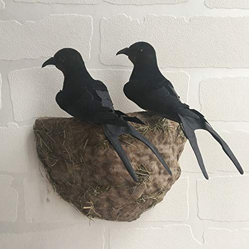 lwingflyer Artificial Simulation Foam Bird Feather Black Swallows with Nest Ornaments DIY Craft for Wedding Decoration Party Accessories