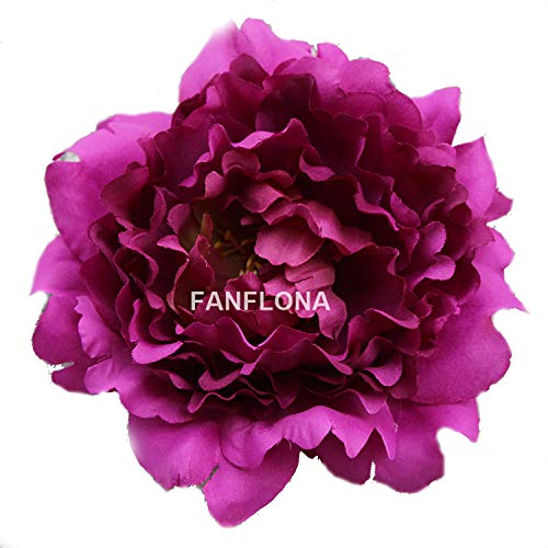 FANFLONA Wholesale Silk Flowers Artificial Peony Flower Heads 100 Bulk for Wedding Backdrop Centerpieces Cake Topper Decor (Purple)