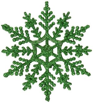 Vickerman Plastic Christmas Glitter Snowflake, 4-Inch, Green, 24 Per Box