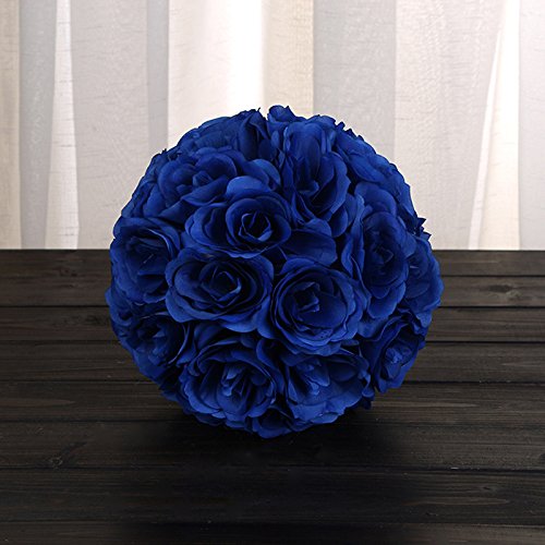 Ocamo Wedding Kissing Balls 7 Silk Rose Ball Pomander Decorative Flower for Hanging Festival Party Dark Blue