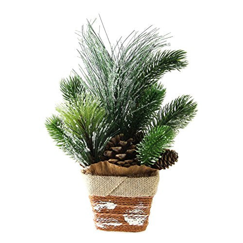 Northlight 12 Artificial Iced Pine Needles and Pine Cones in Burlap Basket Christmas Decoration