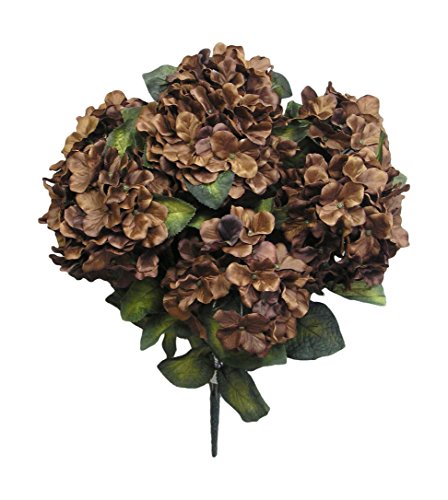 Admired By Nature 7 Stems Artificial Full Blooming Stain Hydrangea for Home, Restaurant, Wedding & Office Decoration Arrangement, Chocolate