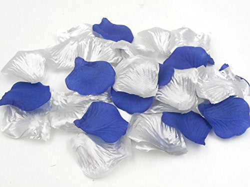 2000PCS Artificial Rose Petals Multicolor Aisle Runner Flower Scatters Royal Blue and Silver Wedding Decorations Table Centerpieces