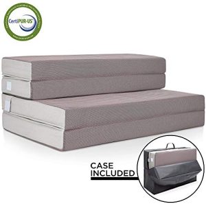 Best Choice Products 4in Thick Folding Portable Full Mattress Topper w/ Bonus Carry Case, High-Density Foam, Washable Cover - Gray
