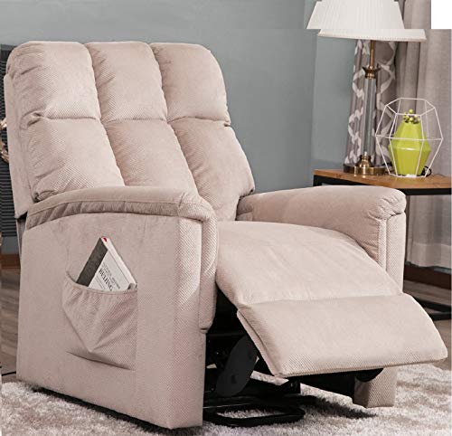 Power Lift Chair for Elderly Reclining Chair Sofa Electric Recliner Chairs with Remote Control Soft Fabric Lounge (Beige)
