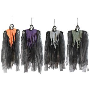 JOYIN 4 Pack 24 Hanging Grim Reapers, Halloween Ghost with different colored flowing robe for Best Halloween Decorations