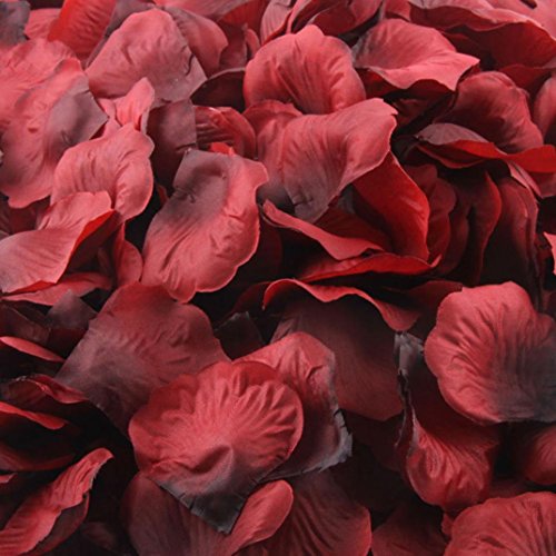 Ussore 1000pcs Burgundy Silk Rose Artificial Petals Wedding Party ropose marriage Flower Favors Decor Home Decor (B)