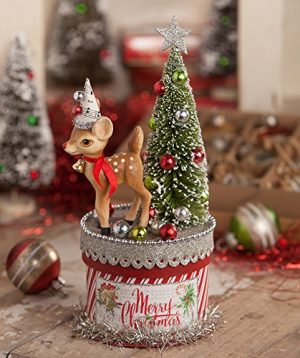 Bethany Lowe 9.5 Retro Deer on Box Christmas Figure TL7833