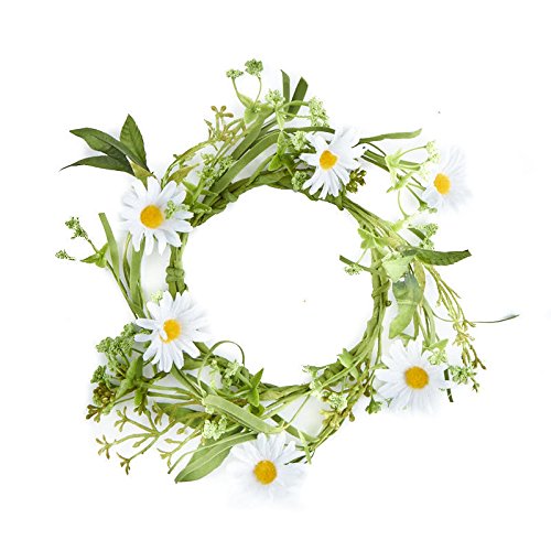Artificial Spring Daisy Floral Candle Ring for Home and Spring Decor