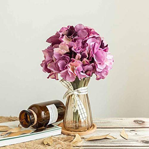 Efavormart 5 Pack | 25 Heads Purple Silk Hydrangea Artificial Flower Bushes Wedding Floral Arrangements