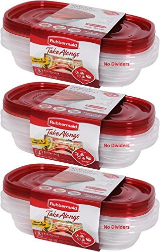 Rubbermaid 714270014994 Take Alongs Food Storage Container, 4-Cup Rectangle, Set of 9, (9 Pack), Red
