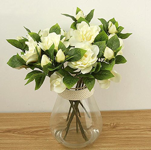 3X Silk wedding flower white latex gardenia flowers real touch artificial heads Main Color:WHITE