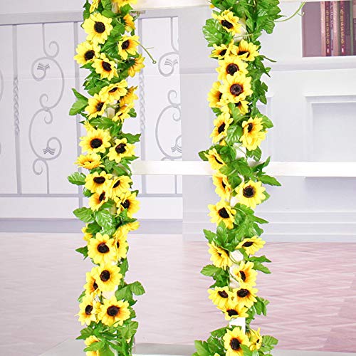 WskLinft Artificial Flowers, Fake Outdoor UV Resistant Sunflower Vine Simulation Plant Greenery Shrubs Indoor Outside Hanging Planter Home Kitchen Office Wedding Garden Decor and Table Centerpieces