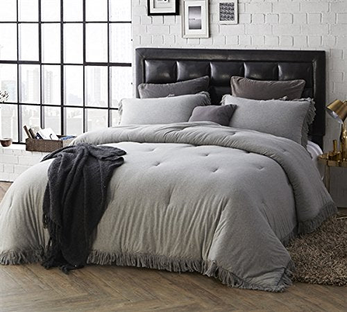 BYB Jersey Knit Queen Comforter with Textured Edging - Oversized Queen XL