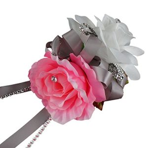 Wrist Corsage - Baby Pink and White Open Rose - Perfect for Prom, Party, Wedding