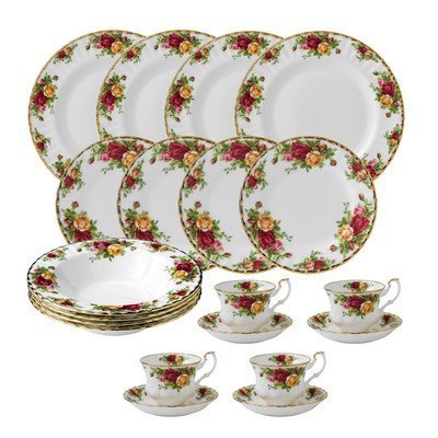 Royal Albert Old Country Roses 20 Piece Dinnerware Set, White