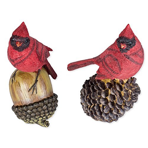 Cardinals On Pinecone Acorn 2 Piece Decorative Set