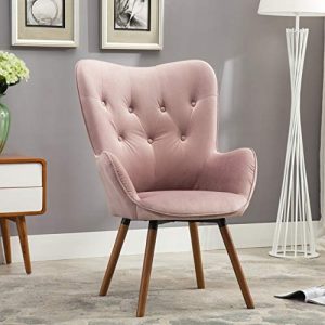 Roundhill Furniture Doarnin Contemporary Silky Velvet Tufted Button Back Accent Chair, Mauve